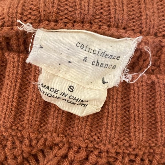 Urban Outfitters Coincidence & Chance Cable Knit Sweater Small Clay/Rust Brown - Picture 6 of 8